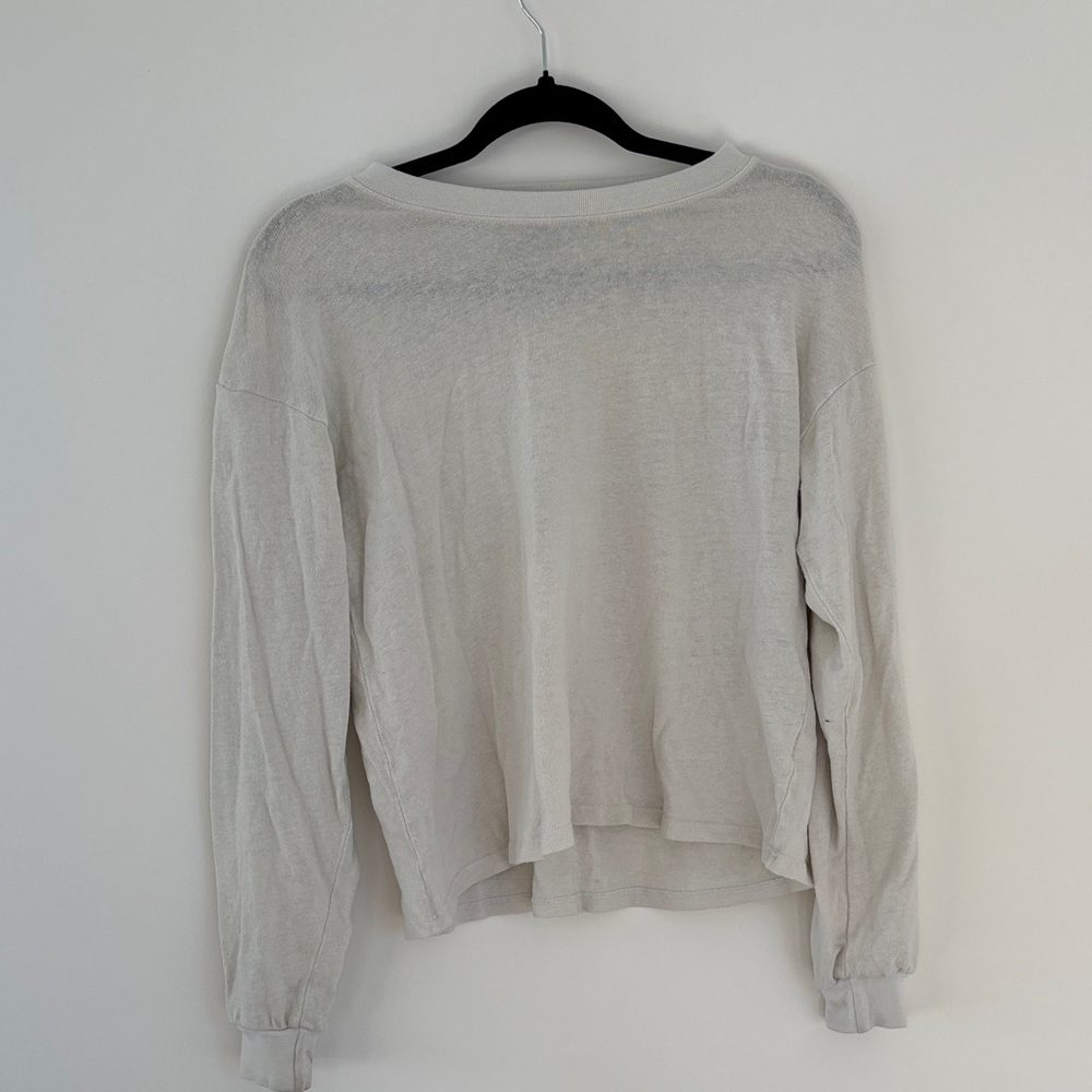 Free People Cream Long Sleeve Top